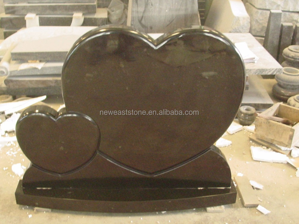 Natural Granite Angel Heart Double Heart Headstone