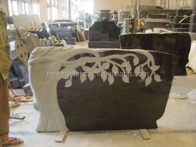 Shanxi Black Granite Western Tree headstone Designs Tombstone Price