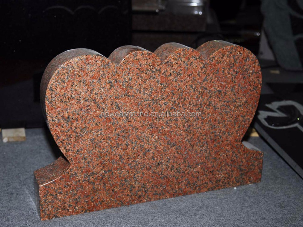 Natural Granite Angel Heart Double Heart Headstone