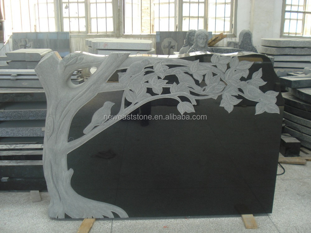 Shanxi Black Granite Western Tree headstone Designs Tombstone Price