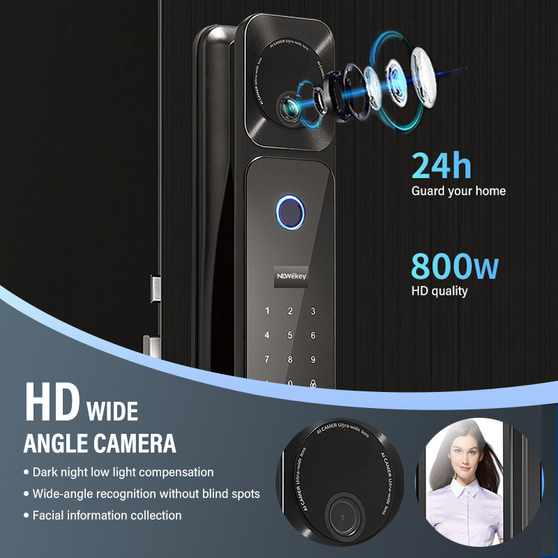 NeweKey Tuya APP Equipped With Camera Remote Control Biometric Fingerprint Multiple Alarm Function Safety Smart Door Lock