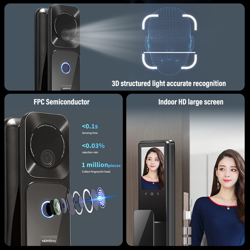 NeweKey Tuya APP Equipped With Camera Remote Control Biometric Fingerprint Multiple Alarm Function Safety Smart Door Lock