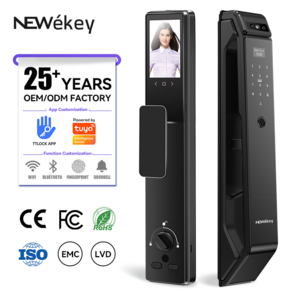 NeweKey Top Tuya APP Wireless Security Stainless Steel Door  Fingerprint Password IC Card Home Face Recognition Smart Door Lock