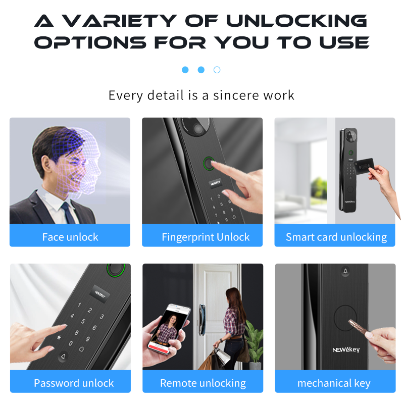 NeweKey Tuya App High Safety Camera Fingerprint Password Card Keyless Wifi Entry System Smart Door Lock