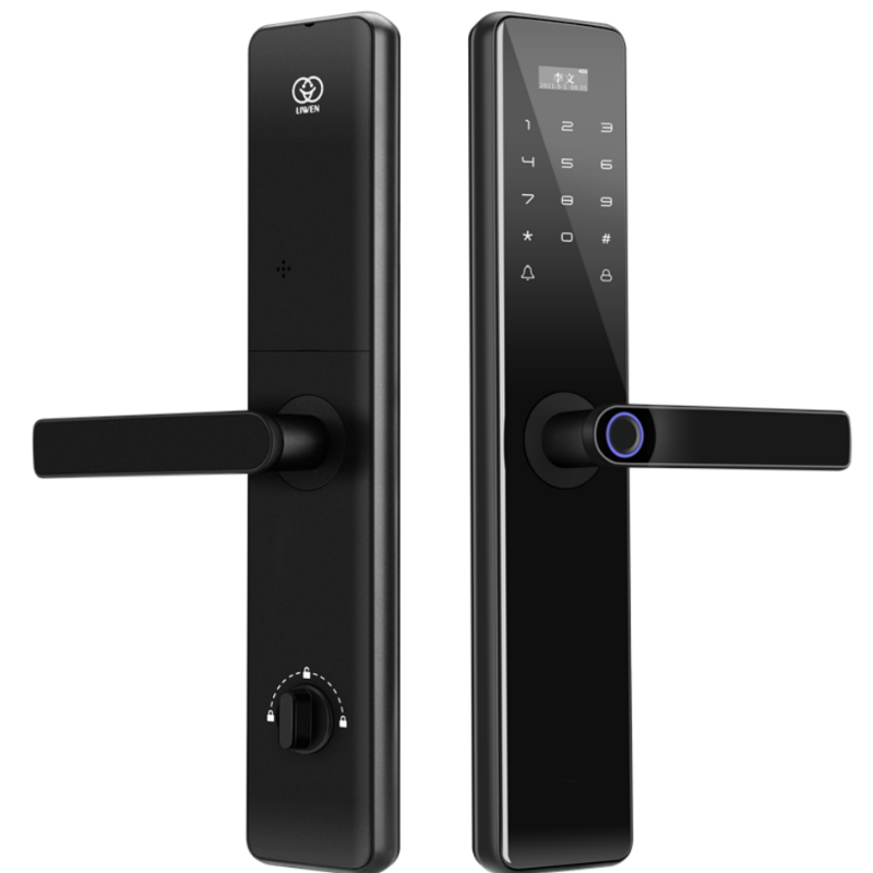 NeweKey Tuya APP With Door Handle Wide- Angle Camera Multiple Unlocking Methods Anti-Peeping Smart Door Lock