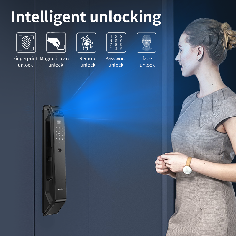 NeweKey Tuya APP Electrical Safety Lock Fingerprint Password Wifi Digital Door Lock With Camara Aluminum Door Lock