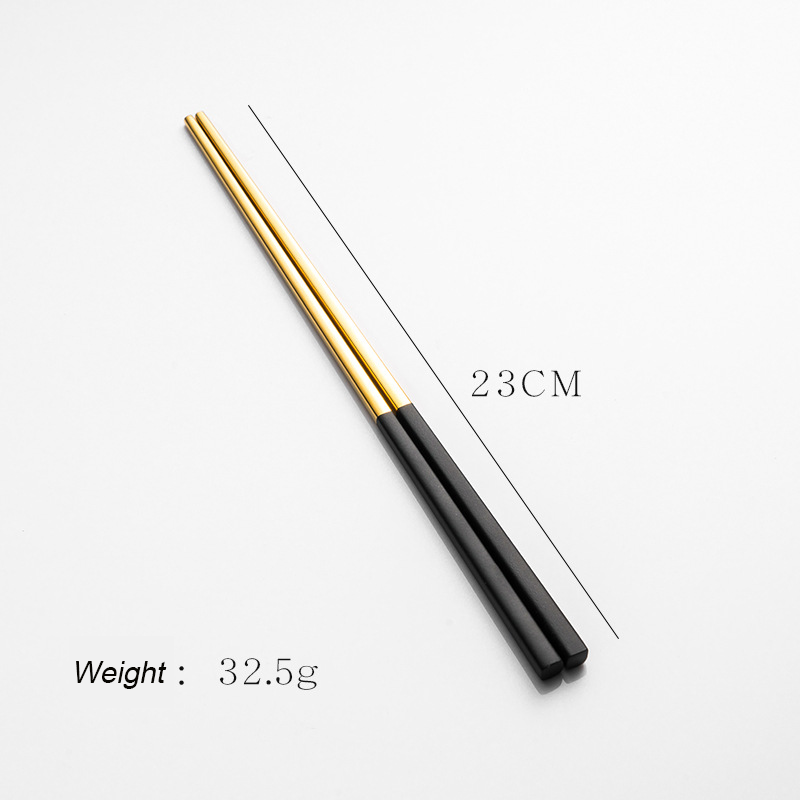 Luxury Premium Reusable Chinese Chopsticks Cross Gold Stainless Steel Metal Chopstick With Case