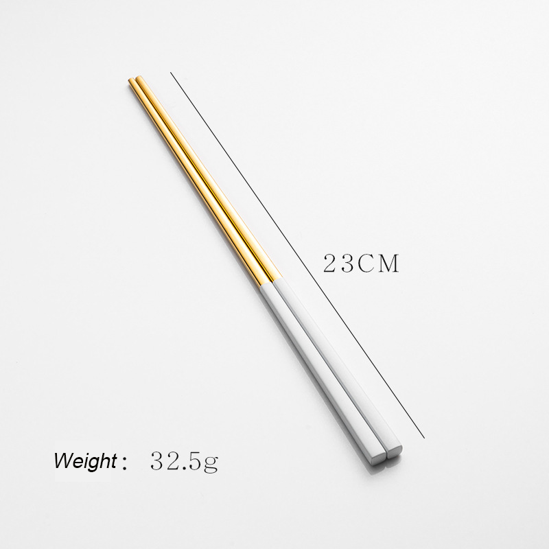 Luxury Premium Reusable Chinese Chopsticks Cross Gold Stainless Steel Metal Chopstick With Case