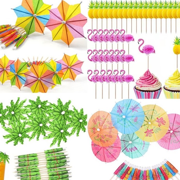 Newell high quality custom style tropical mini paper tropical cocktail colorful upscale umbrella toothpicks for drink and party