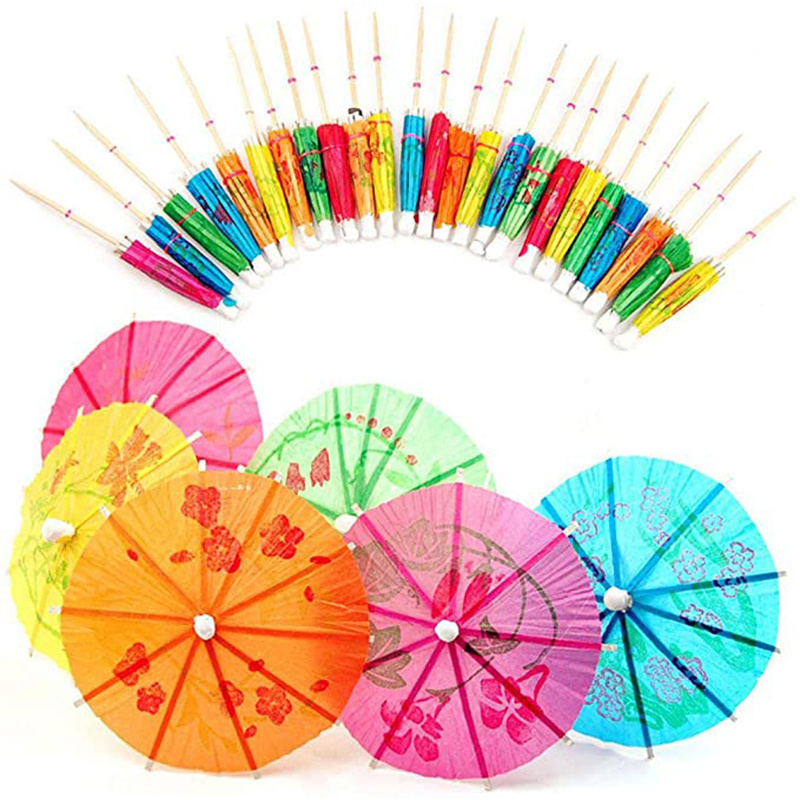 Newell high quality custom style tropical mini paper tropical cocktail colorful upscale umbrella toothpicks for drink and party