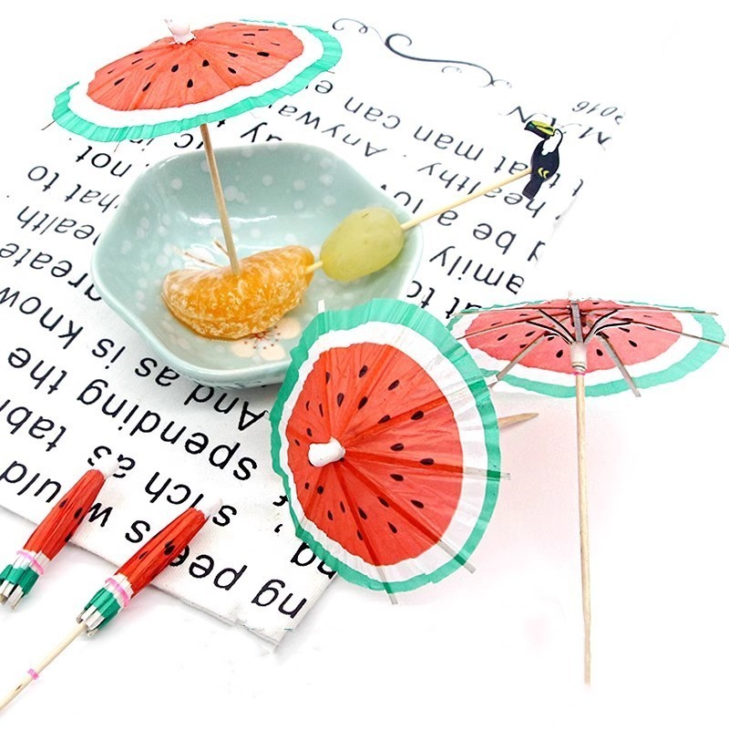 Newell high quality custom style tropical mini paper tropical cocktail colorful upscale umbrella toothpicks for drink and party