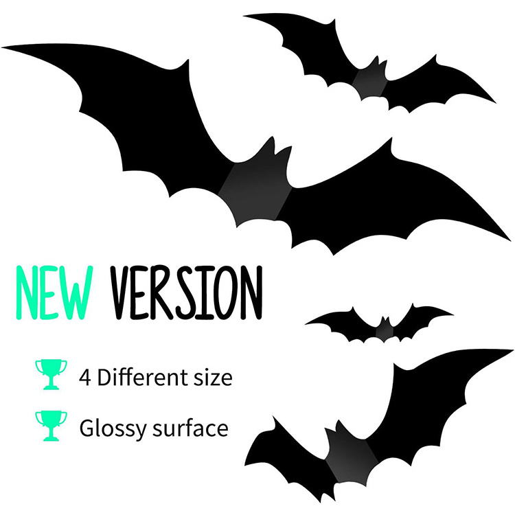 Newell Flag Pick Cocktail Bar 3D Scary Black Bat Spider Sticker Party Accessories Decoraciones De Halloween On The Wall