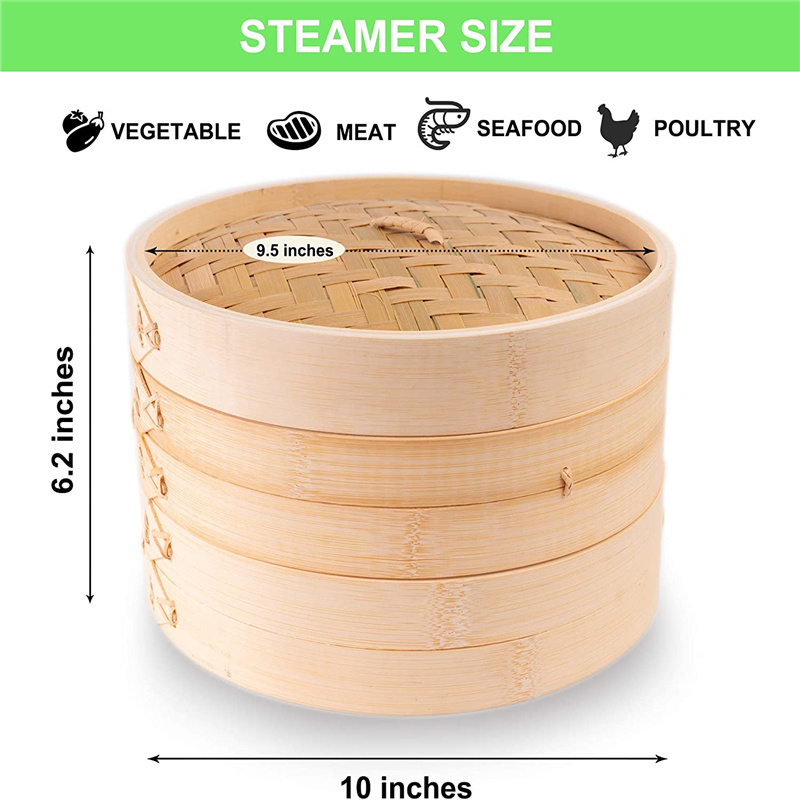 Newell Pastry Mini Favor Rice Cooking Stainless Steel Organic Bamboo Steamer With Cover