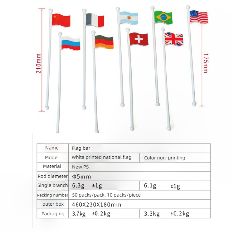 Newell Branded National Flag Wedding Custom Logo Drink Stirrer Swizzle Stick Cocktail Stirrer Plastic For Cocktail