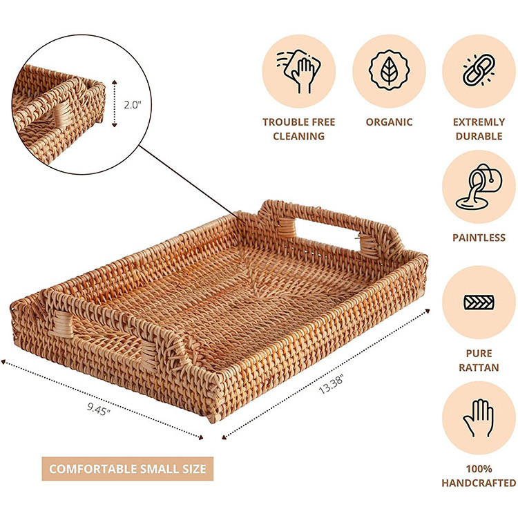 Rattan And Bamboo Tray Handles Plate Custom Lazy Susan Bamboo Rattan Tray With Handles