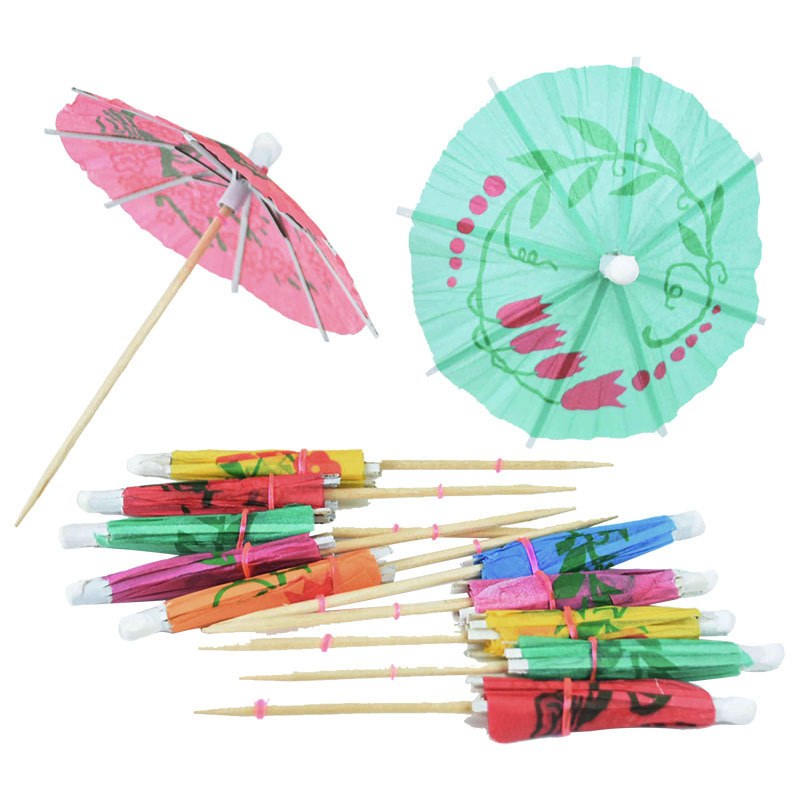 Newell Disposable Wooden Party Picks Parasol Cocktail Picks Umbrella Party Pick Cocktail Umbrella Toothpicks For Drink And Party