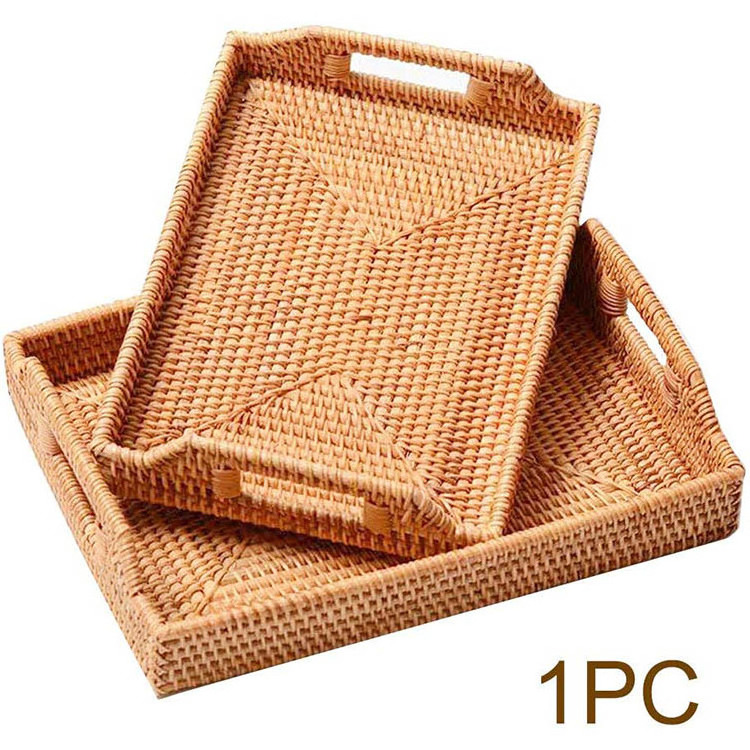 Rattan And Bamboo Tray Handles Plate Custom Lazy Susan Bamboo Rattan Tray With Handles