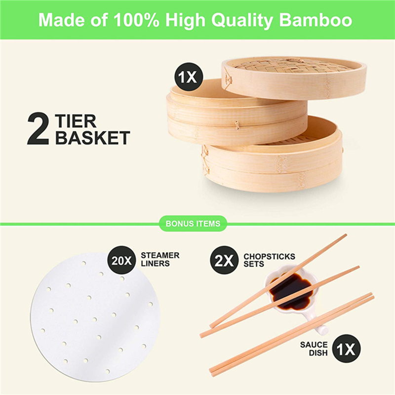 Newell Pastry Mini Favor Rice Cooking Stainless Steel Organic Bamboo Steamer With Cover