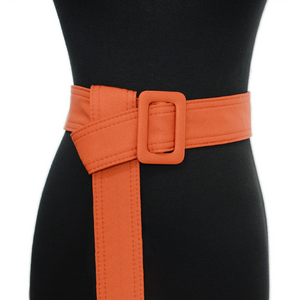 Fashion Trendy Wide Solid Color Canvas Women's Long Belt for Coat Decoration