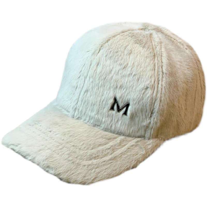 High Quality Rabbit Fur Baseball Cap Solid Color Thickened Baseball Cap Warm Plain Women Sports Cap