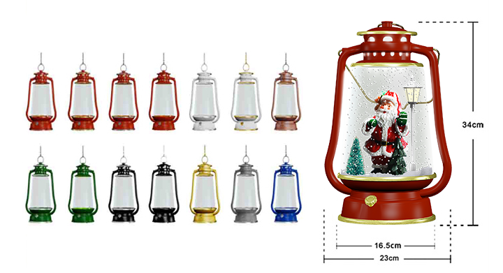 Creative santa clause  decoration Christmas Rechargeable Snowing Barn Lantern Decor with adapter