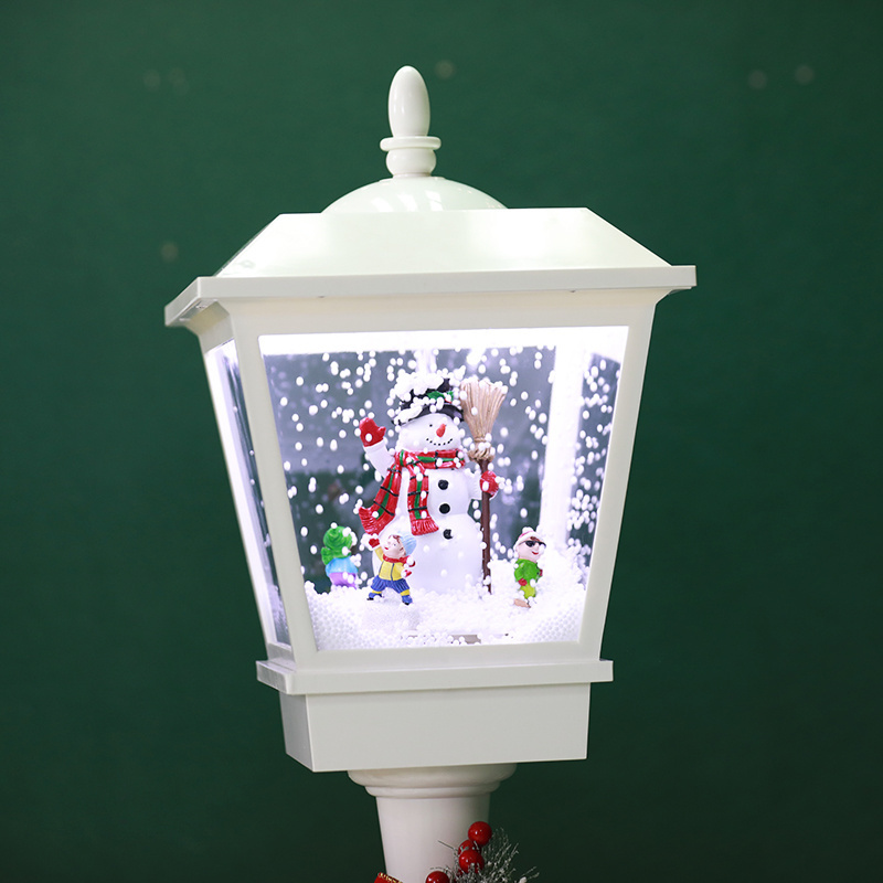 Christmas Snow Street Post Lamp LED Lighting Musical Snowing Santa Lantern Snowman Decorative Christmas Snow Street Lights