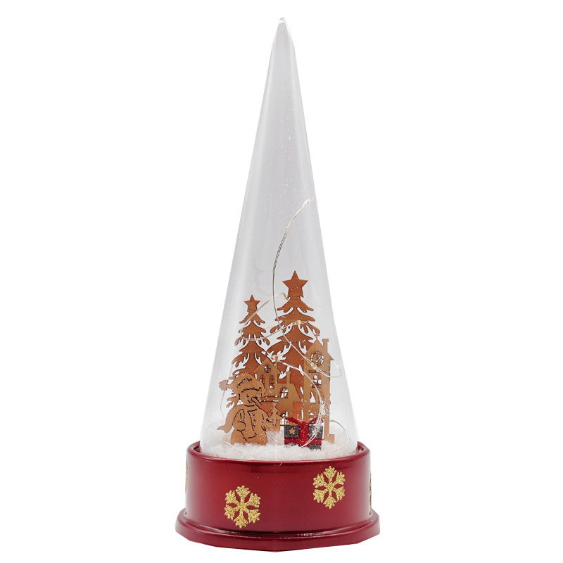 Christmas table decoration battery operated light up glass cone musical christmas lantern