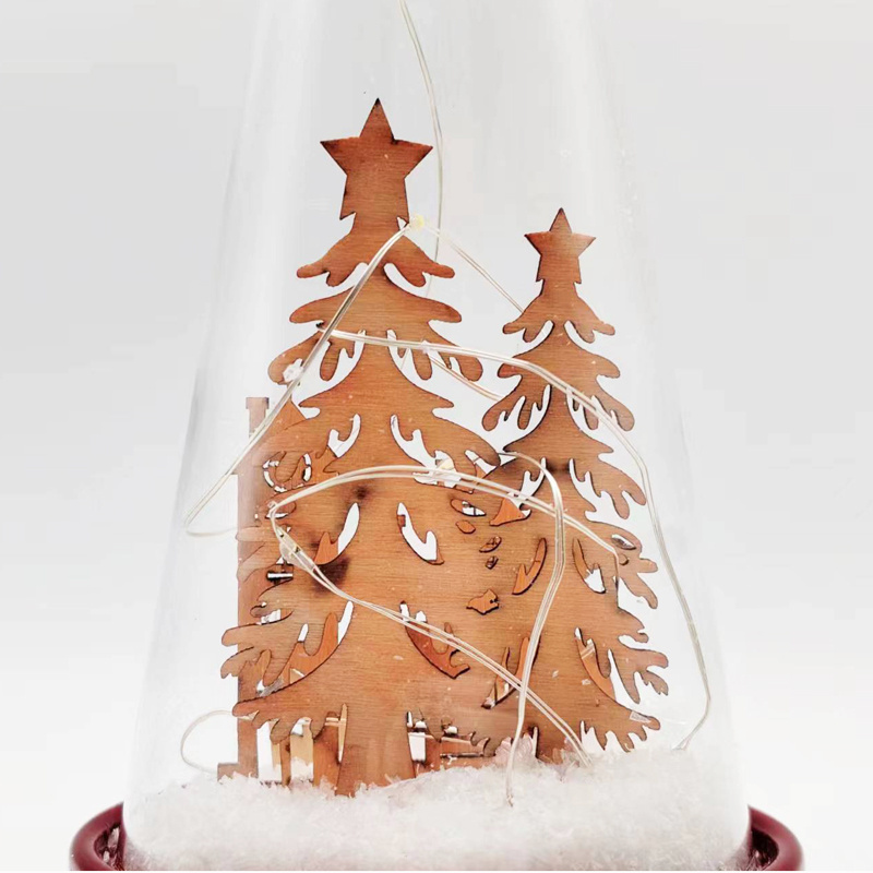 Christmas table decoration battery operated light up glass cone musical christmas lantern