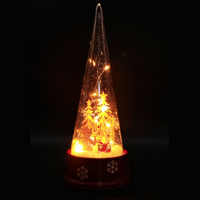 Christmas table decoration battery operated light up glass cone musical christmas lantern