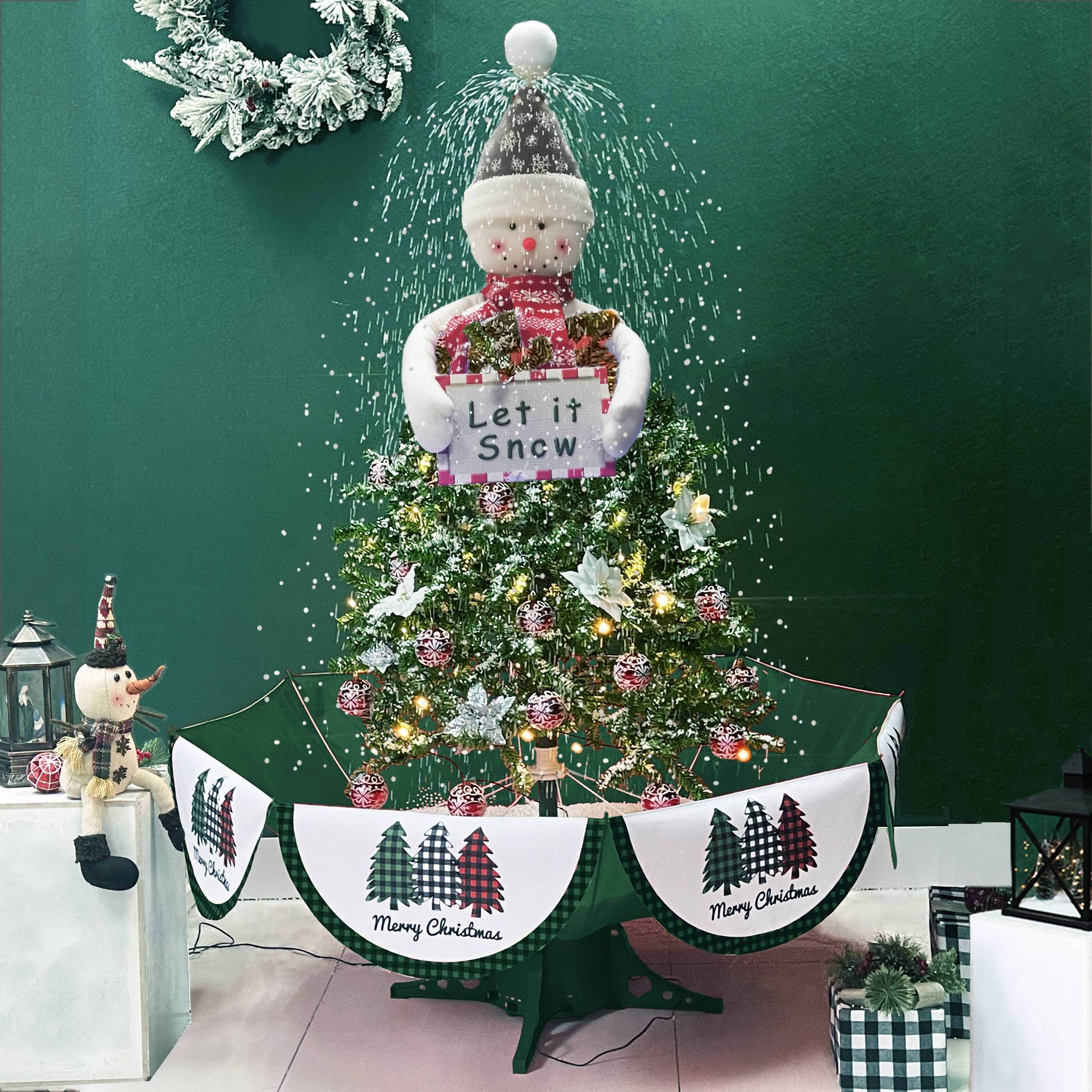 arbol de navidad  snowman led falling snowing silver Christmas tree growing with umbrella base