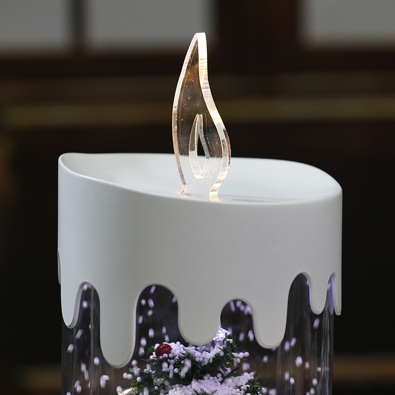 weihnachtsdeko christmas decoration resin revolving led candles lights musical transparent plastic tabletop candle lantern