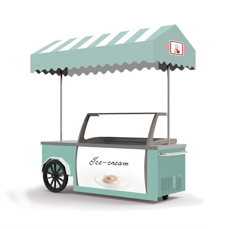 Newest Type Mobile Gelato Vending Display Trolley Mexican Ice Cream Push Cart