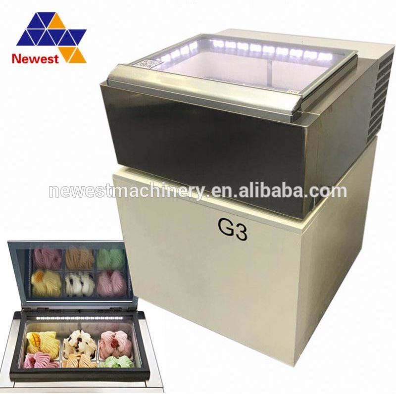 Table top 3 4 6 pans mini small ice cream freezer/gelato display freezer