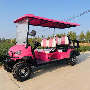 Small cheap electric 4+2 seater golf carts with pink color