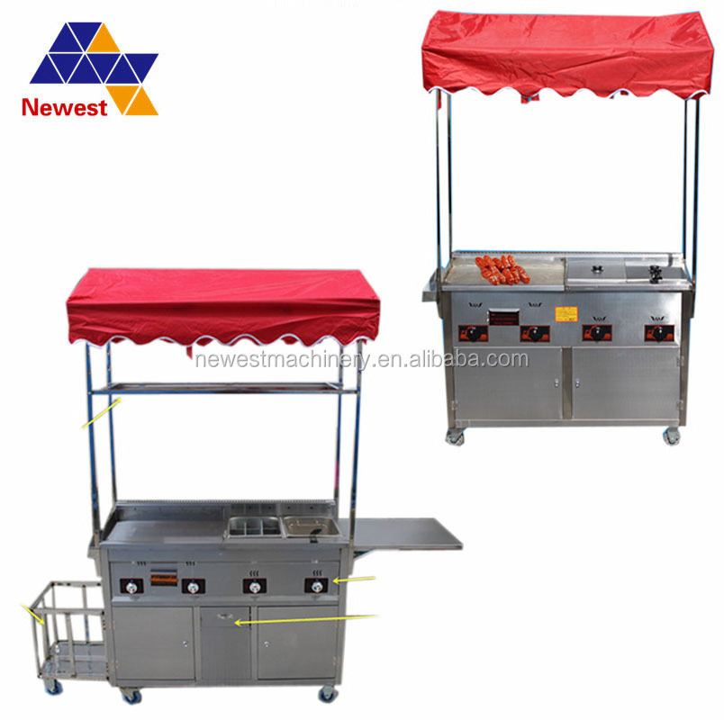 Stainless steel Food commercial mobile grill cart,mobile crepe carts