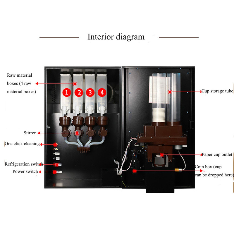 3 flavours instant coffee machine commercial Automatic coffee vending machine hot/cold ice water dispenser