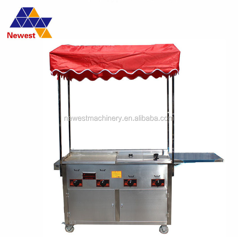 Griddle machine push cart.,stainless steel food push cart,tornado potato food cart