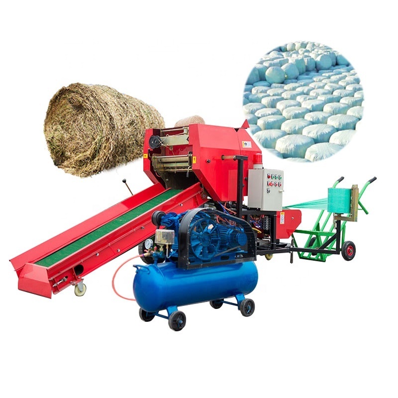 Bottom Price Grass Fodder Baler Packer Round Silage Hay Bale Making Machine