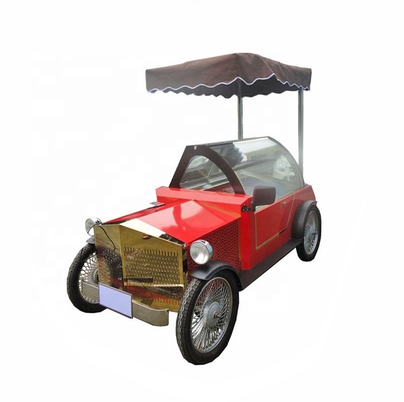 Hand Push Car Shaped Popsicle Ice Cream Gelato Cart Ice Lolly Vending Trolley