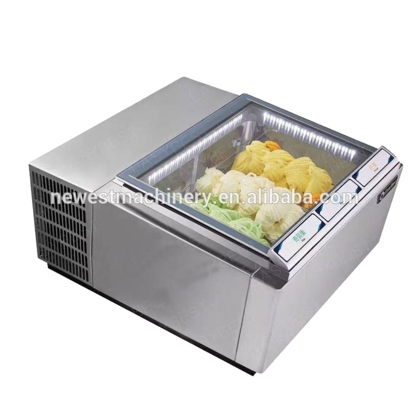 Battery type portable italian ice cream display freezer/table top ice cream showcase