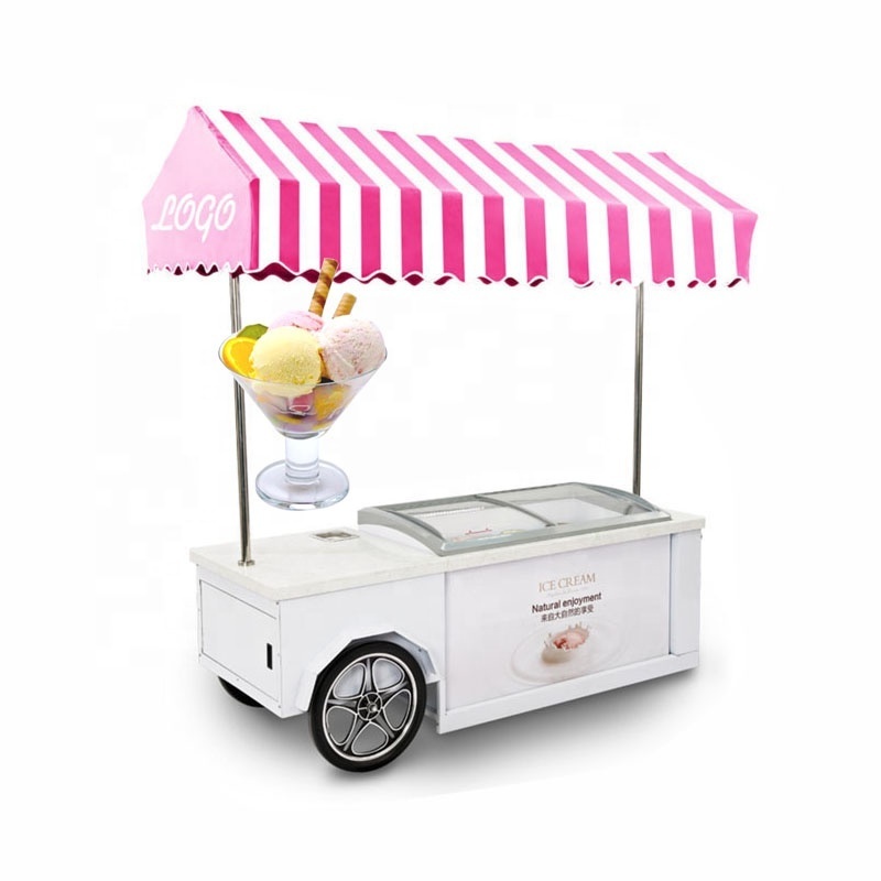 Newest Type Mobile Gelato Vending Display Trolley Mexican Ice Cream Push Cart