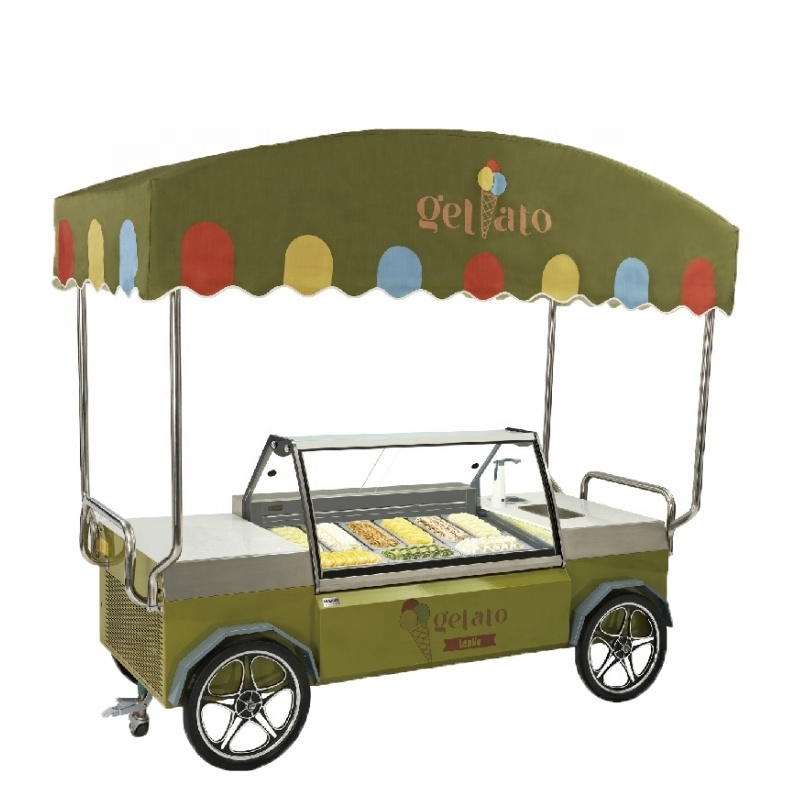 Mini mobile electric hot dog cart ice cream breakfast food cart for sale