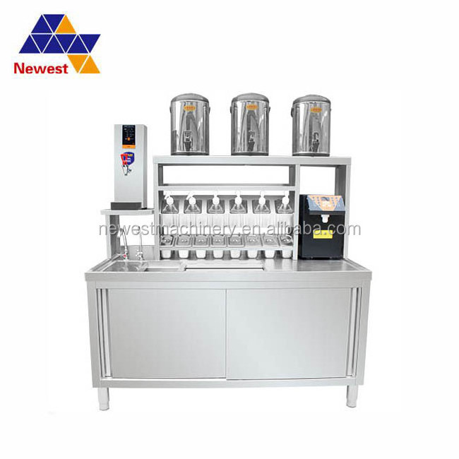 Stainless Steel Bar Equipment Work Table Cabinet with Sink/Restaurant Cocktail/Wine Station for Milk Tea Shop Factory