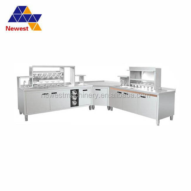 Stainless Steel Bar Equipment Work Table Cabinet with Sink/Restaurant Cocktail/Wine Station for Milk Tea Shop Factory