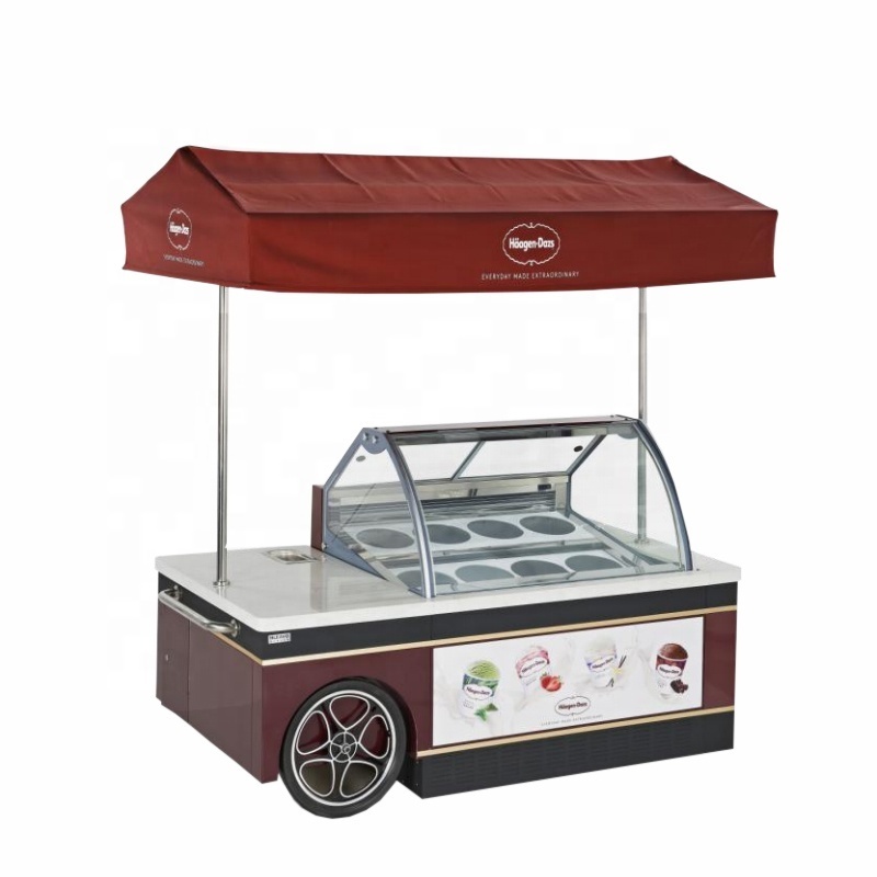 Mini mobile electric hot dog cart ice cream breakfast food cart for sale