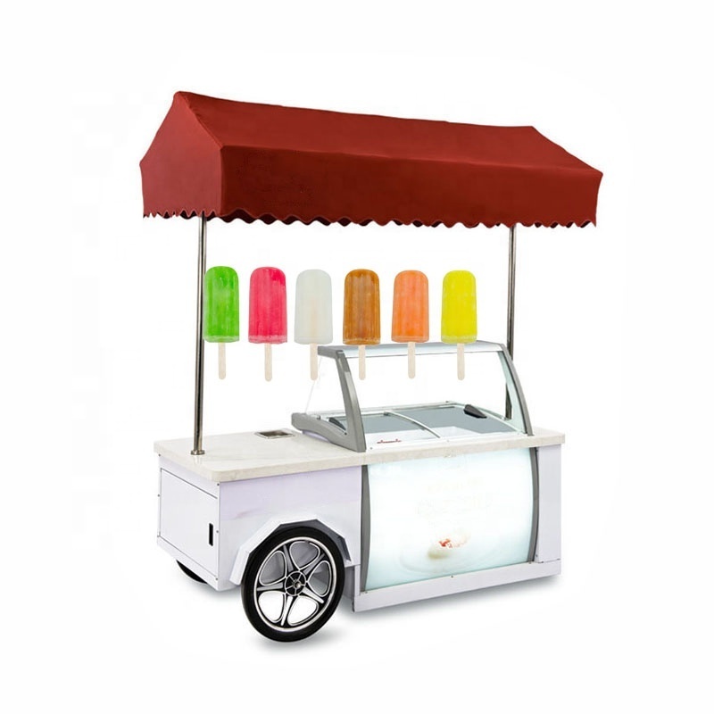 Newest Type Mobile Gelato Vending Display Trolley Mexican Ice Cream Push Cart