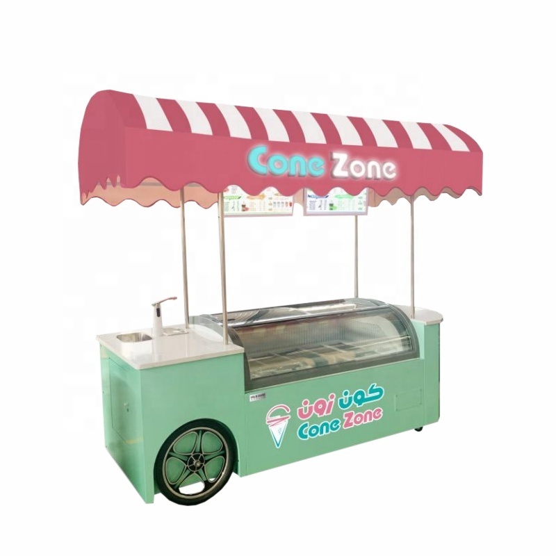 Mini mobile electric hot dog cart ice cream breakfast food cart for sale