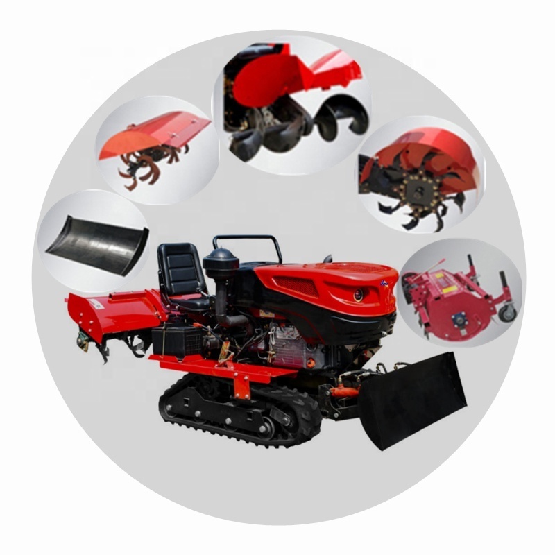 Beautiful Design With Disc Mower	With Backfilling Machine/Weeding Wheel Small Crawler Tractor With Five Free Farm Tools