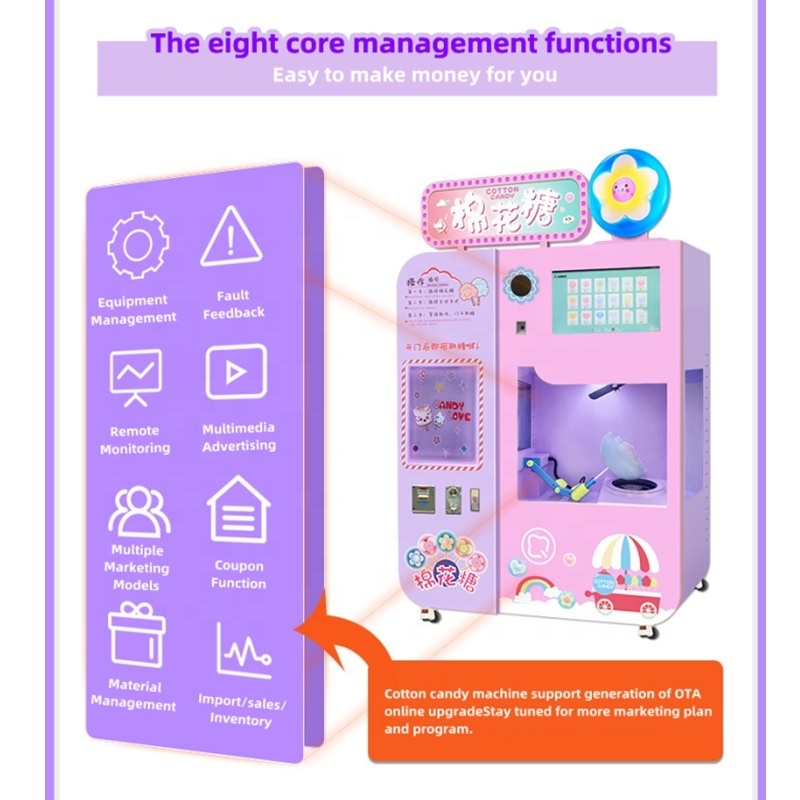 New Energy Cotton Candy Dessert Vending Machine Multi Flavors Flower Automatic Cotton Candy Vending Machine