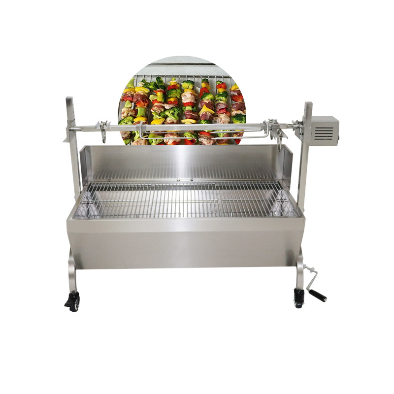 Camping Barbecue Single Stove Lamb Rotisserie Grills Chicken Open Fire Spit Roaster Charcoal BBQ Grill